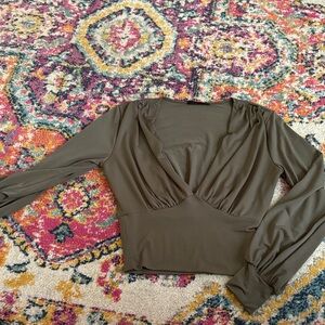Chic Olive V-Neck Women's Blouse
